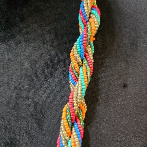 Women Multicolor Seed Beads Twisted Multiple Layered Necklace with Lobster Clasp - Picture 4 of 6